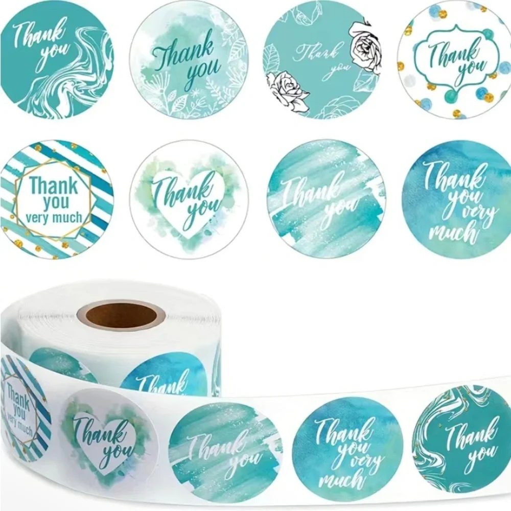 1roll/500pcs blue series thank you stickers‎